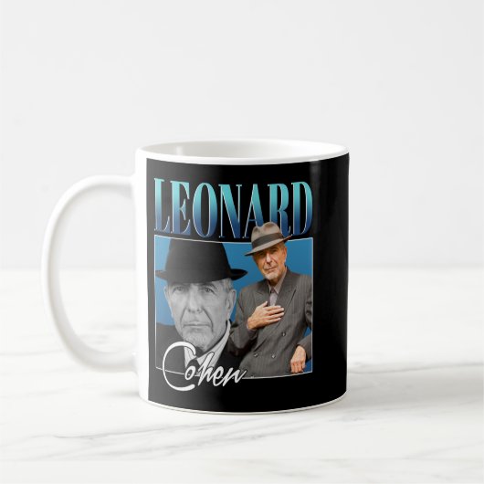 Leonard Cohen Retro Style Gifts voor ventilatoren Koffiemok (Links)