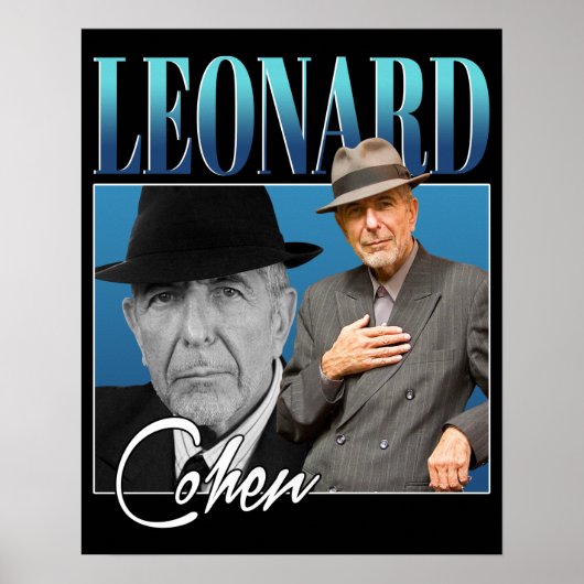 Leonard Cohen Retro Style Gifts voor ventilatoren Poster (Voorkant)