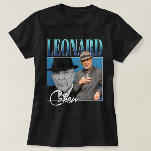 Leonard Cohen Retro Style Gifts voor ventilatoren T-shirt (Design voorkant)