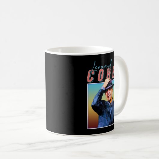 Leonard Cohen Retro Style Music Fan Gifts Koffiemok (Voorkant rechts)