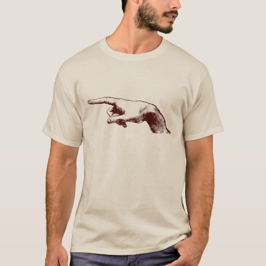 Leonard Da Vinci wijst met vinger t-shirt (Voorkant)