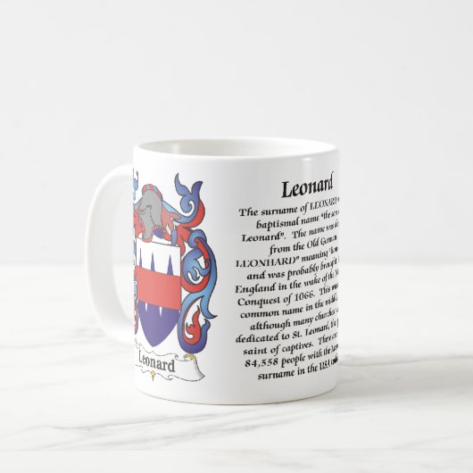 Leonard Family Coat of Arm mok (Voorkant links)