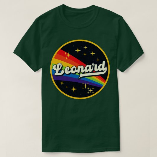 Leonard Rainbow in ruimte stijl T-shirt (Design voorkant)
