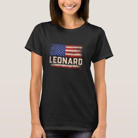 Leonard Voornaam Shirt Leonard Naam American FLA (Voorkant)