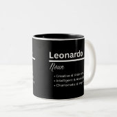 Leonardo Boy Name Definition Personalized Mug Tweekleurige Koffiemok (Voorkant rechts)