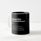 Leonardo Boy Name Definition Personalized Mug Tweekleurige Koffiemok (Voorkant links)