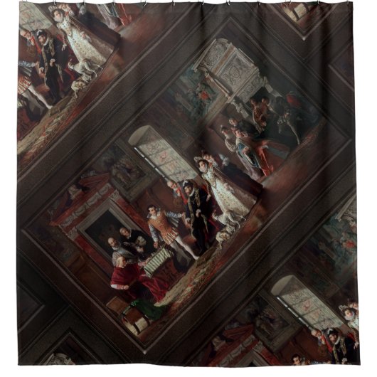 Leonardo da Cutro en Ruy Lopez Play Chess Douchegordijn (Voorkant)