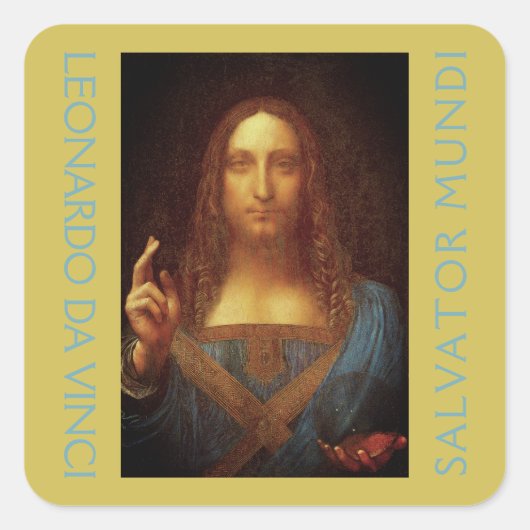 Leonardo da Vinci 1500 Salvator Mundi Art Vierkante Sticker (Voorkant)
