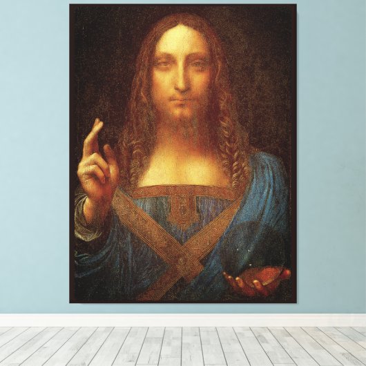 Leonardo da Vinci 1500 Salvator Mundi Fine Art Canvas Afdruk (Insitu (Houten vloer))