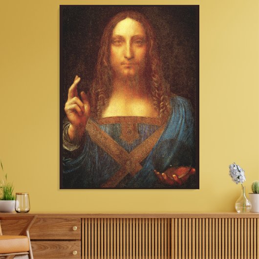 Leonardo da Vinci 1500 Salvator Mundi Fine Art Canvas Afdruk (Insitu (Woonkamer))