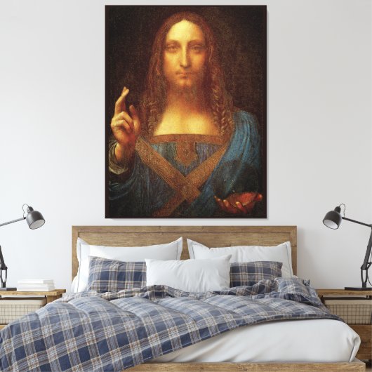 Leonardo da Vinci 1500 Salvator Mundi Fine Art Canvas Afdruk (Insitu (Slaapkamer))
