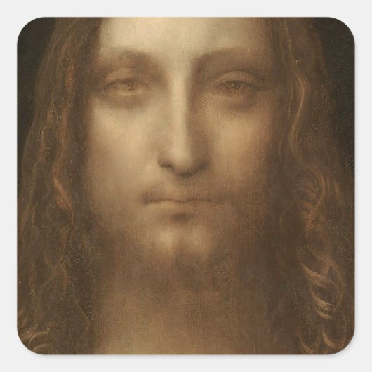 Leonardo da Vinci 1500 Salvator Mundi Vierkante Sticker (Voorkant)
