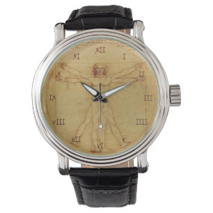 Leonardo Da Vinci Anatomy Studie, menselijk lichaa Horloge
