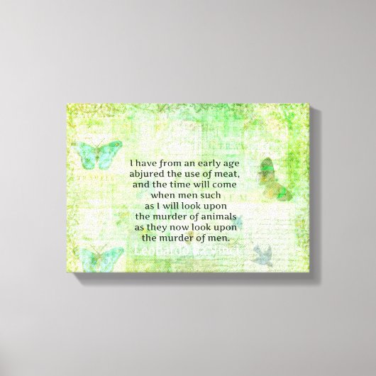 Leonardo da Vinci Animal Rights citeert vegan Canvas Afdruk (Voorkant)