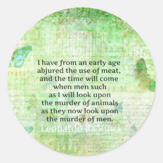 Leonardo da Vinci Animal Rights citeert vegan Ronde Sticker