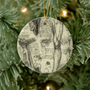 Leonardo da Vinci Antieke Menselijke Anatomie Keel Keramisch Ornament