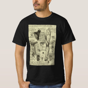 Leonardo da Vinci Antieke Menselijke Anatomie Keel T-shirt