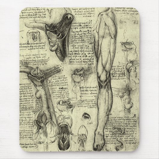 Leonardo da Vinci Antieke Menselijke Anatomie Stro Muismat (Voorkant)