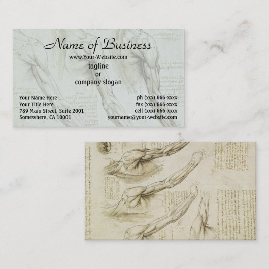 Leonardo da Vinci Arm- en schouderspieren Anatomie Visitekaartje (Voorkant / Achterkant)