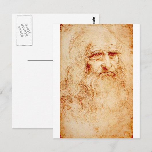 Leonardo da Vinci, beweerde zelf-portret Briefkaart (Voorkant / Achterkant)