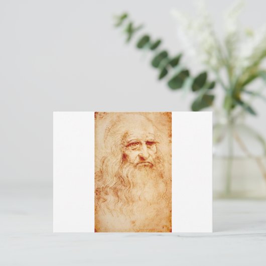 Leonardo da Vinci, beweerde zelfportret. Briefkaart (Staand voorkant)