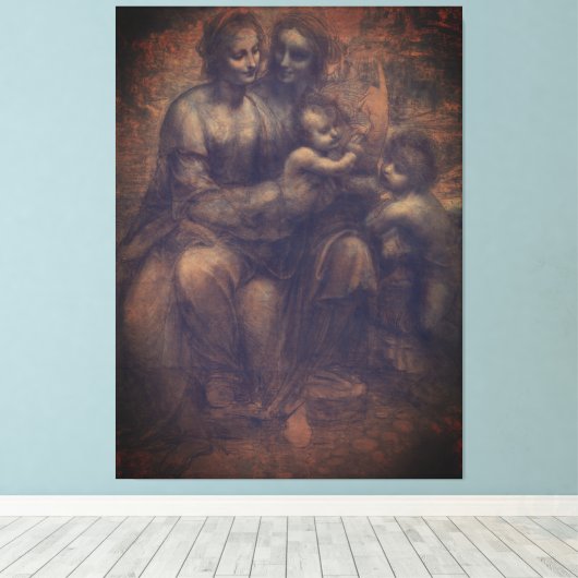 Leonardo da Vinci Burlington-Karton Anna Selbdritt Canvas Afdruk (Insitu (Houten vloer))