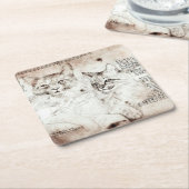 Leonardo da Vinci Cat Sketch Onderzetter (Schuin)