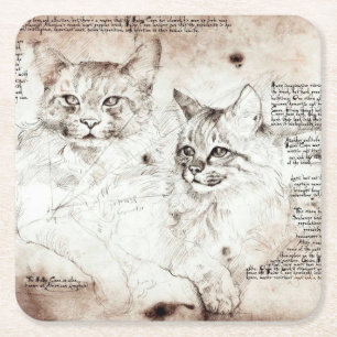 Leonardo da Vinci Cat Sketch Onderzetter