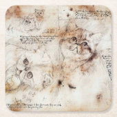 Leonardo da Vinci Cat Sketch Onderzetter (Voorkant)