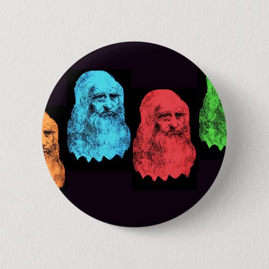 Leonardo Da Vinci Collage Ronde Button 5,7 Cm (Voorkant)