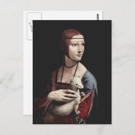 Leonardo Da Vinci - Dame met een Ermine Briefkaart (Voorkant / Achterkant)