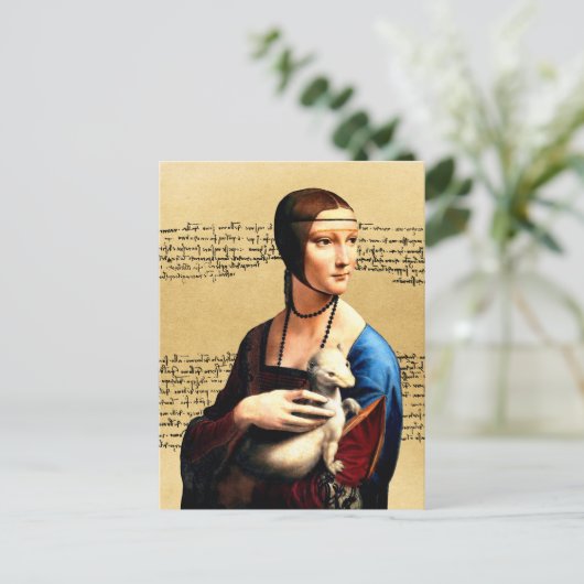 Leonardo da Vinci Dame met Ermine Briefkaart (Staand voorkant)