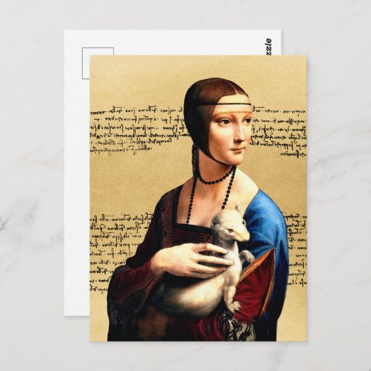 Leonardo da Vinci Dame met Ermine Briefkaart (Voorkant / Achterkant)
