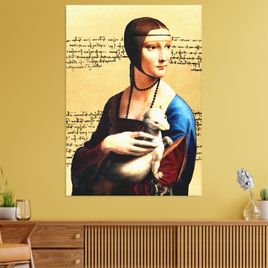 Leonardo da Vinci Dame met Ermine Canvas Afdruk (Insitu (Woonkamer))