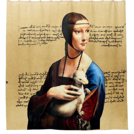 Leonardo da Vinci Dame met Ermine Douchegordijn (Voorkant)