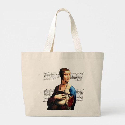 Leonardo da Vinci Dame met Ermine Grote Tote Bag (Achterkant)