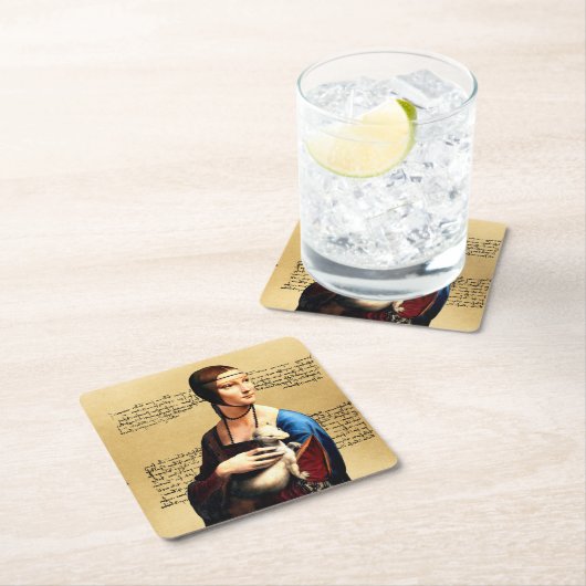 Leonardo da Vinci Dame met Ermine Kartonnen Onderzetters (Insitu)