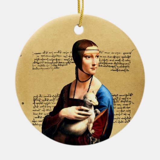 Leonardo da Vinci Dame met Ermine Keramisch Ornament (Voorkant)