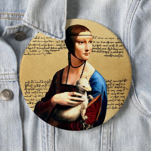Leonardo da Vinci Dame met Ermine Ronde Button 6,0 Cm (In situ)