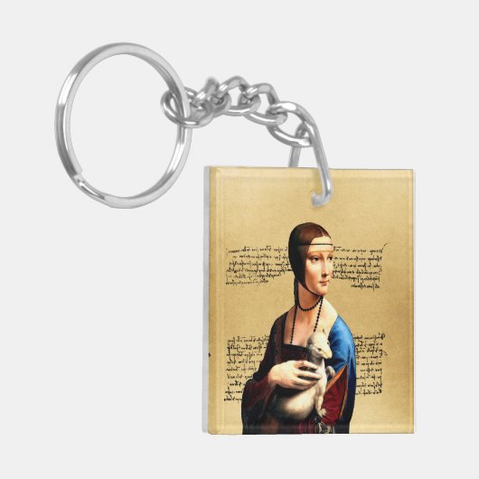 Leonardo da Vinci Dame met Ermine Sleutelhanger (Voorkant Links)
