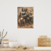 Leonardo da Vinci De Cartoon van Leonardo Fijne Ku Poster (Keuken)