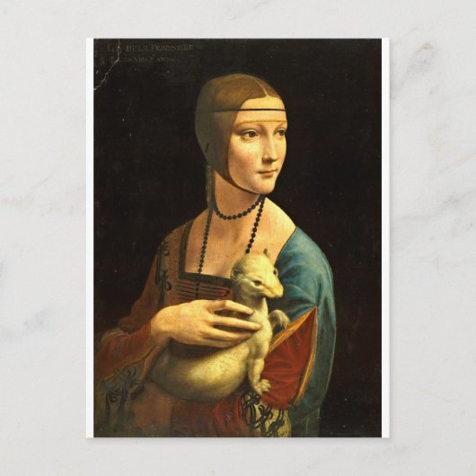 Leonardo da Vinci - De dame met een ermine Briefkaart (Voorkant)