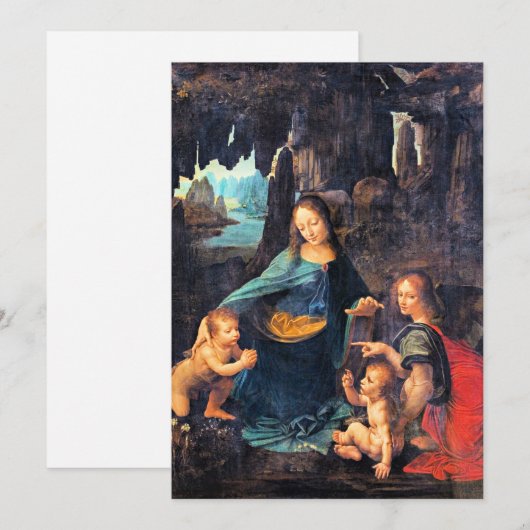 Leonardo da Vinci - de Maagd van de Rocks,  Feestdagenkaart (Voorkant / Achterkant)