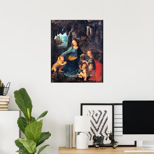 Leonardo da Vinci - de Maagd van de Rocks, Poster (Thuiskantoor)