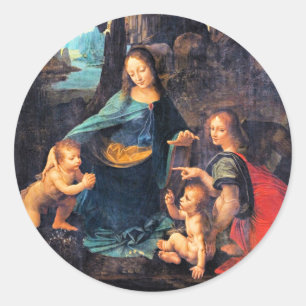 Leonardo da Vinci - De rotsmadonna, Ronde Sticker