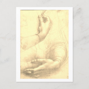 Leonardo da Vinci, de studie van de handen van een Briefkaart