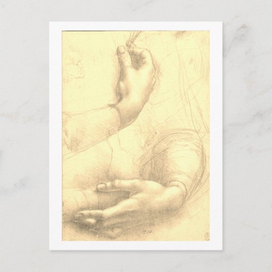 Leonardo da Vinci, de studie van de handen van een Briefkaart (Voorkant)