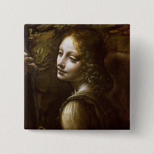 Leonardo da Vinci - details van de engel Vierkante Button 5,1 Cm (Voorkant)