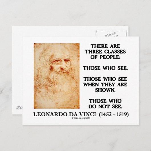 Leonardo da Vinci, drie klassen van mensen citeren Briefkaart (Voorkant / Achterkant)