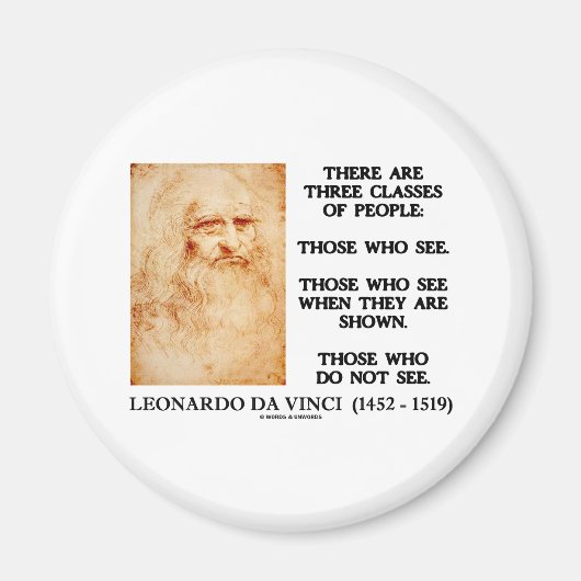 Leonardo da Vinci, drie klassen van mensen citeren Magneet (Voorkant)